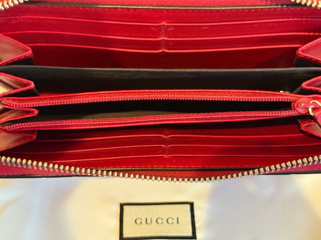 【GUCCI グッチ】エナメルラウンドファスナー 長財布