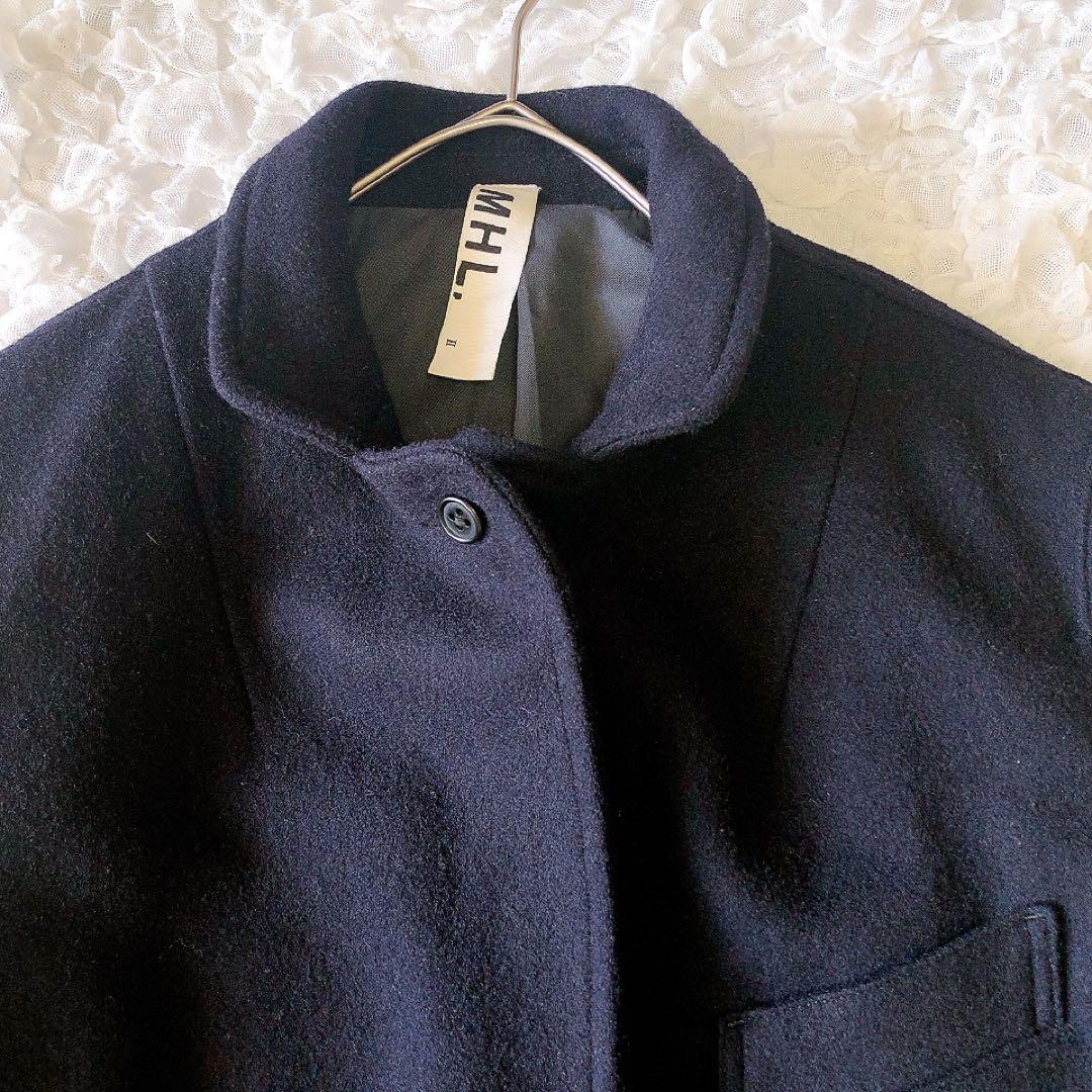 MHL メルトン チェスターコート ウール100% ネイビー 2