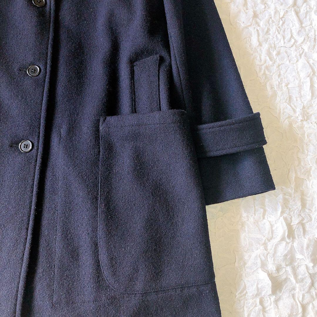 MHL メルトン チェスターコート ウール100% ネイビー 2