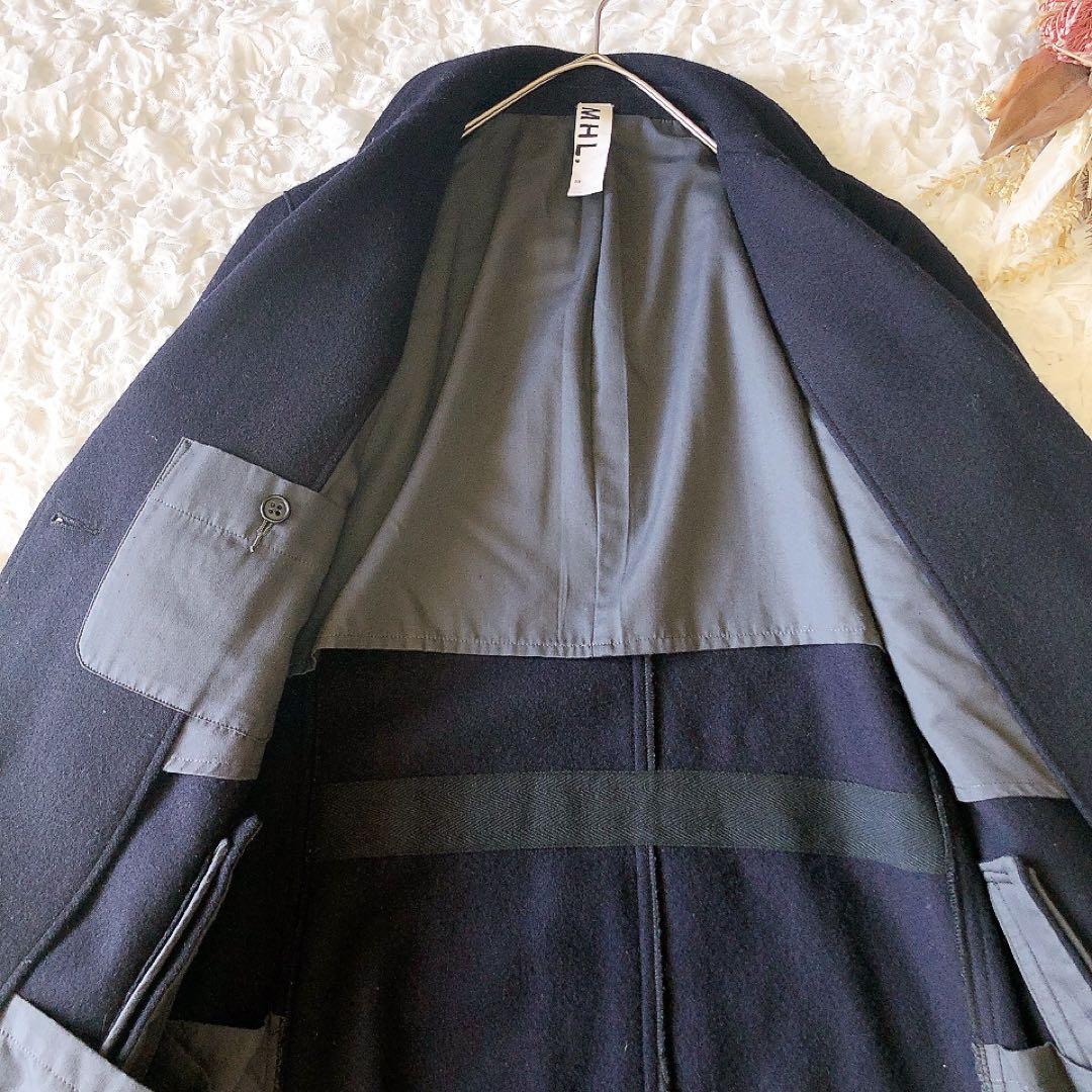 MHL メルトン チェスターコート ウール100% ネイビー 2