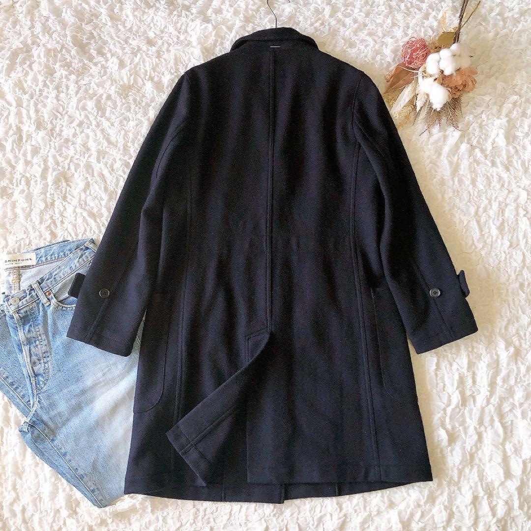 MHL メルトン チェスターコート ウール100% ネイビー 2