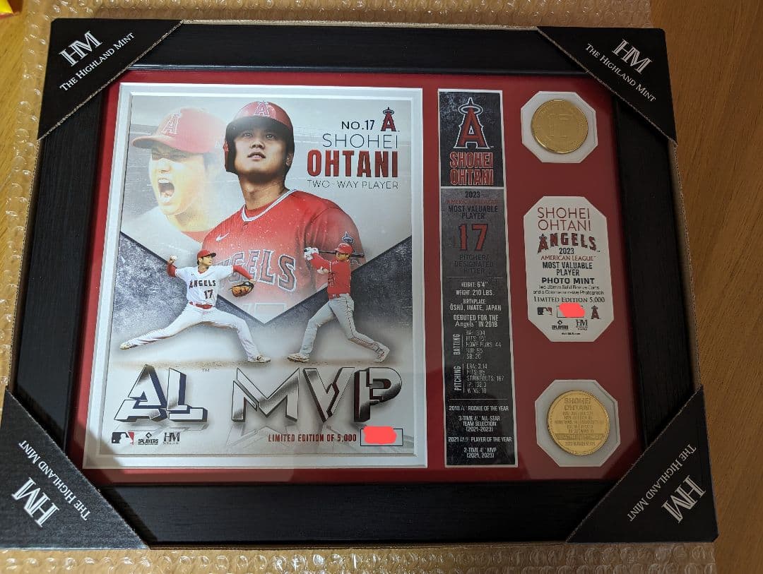 エンゼルス 大谷翔平選手 2023 AL MVP受賞記念ダブルフォトミント