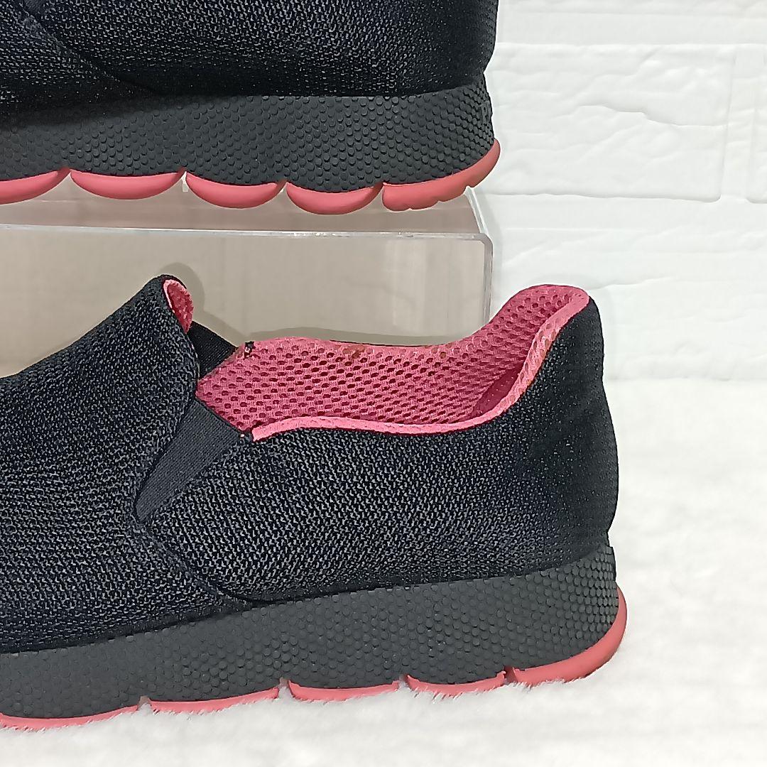 PRADA プラダメッシュスリッポンスニーカー黒ピンク25〜25.5