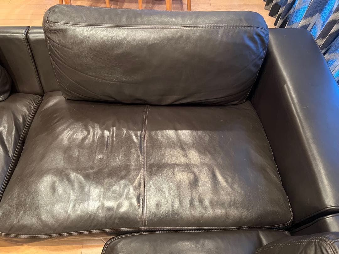 【1/3】moda en casa ダークブラウン レザー コーナーソファ L字