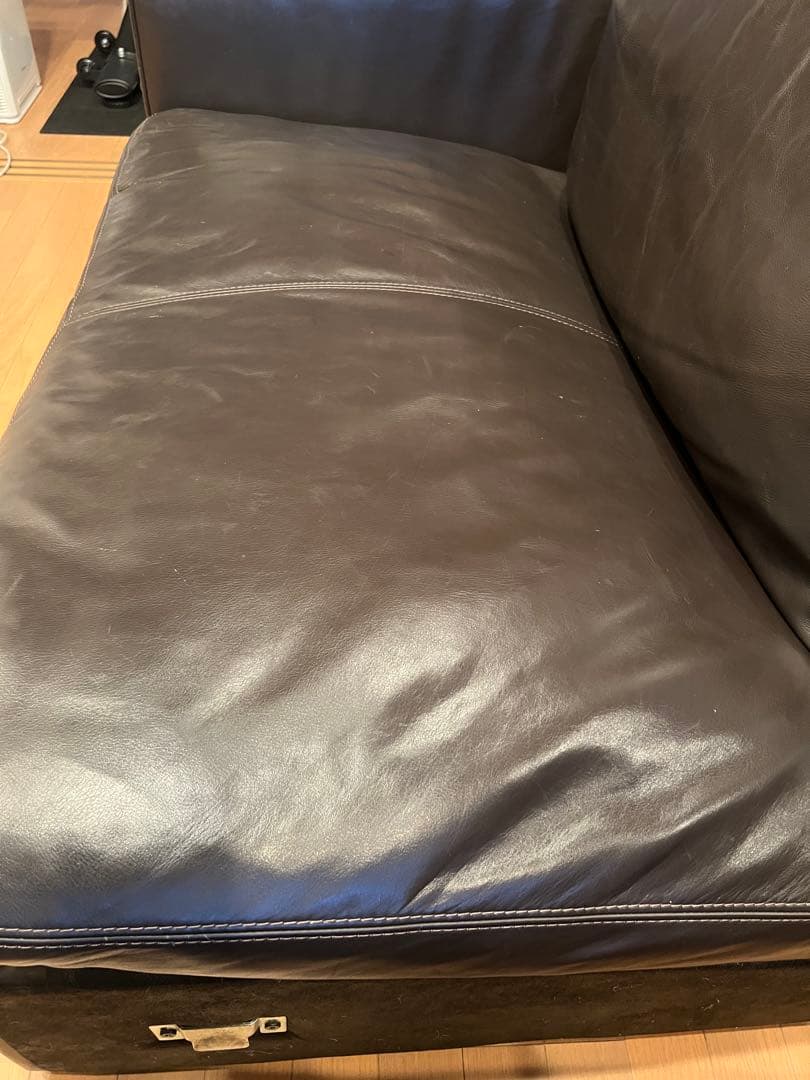 【1/3】moda en casa ダークブラウン レザー コーナーソファ L字