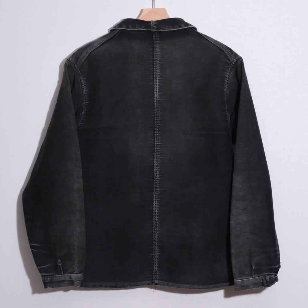 40-50s Vintage フレンチ ブラックモールスキン ジャケット Vポケ