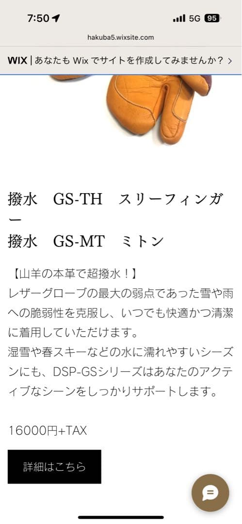 白馬村発ブランドDSP スキースノボ　グローブ　Lサイズ