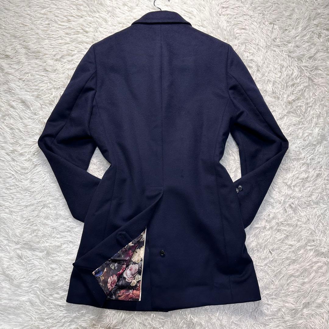現行 極美品 ポールスミス 全面薔薇柄 ネイビー チェスターコート M