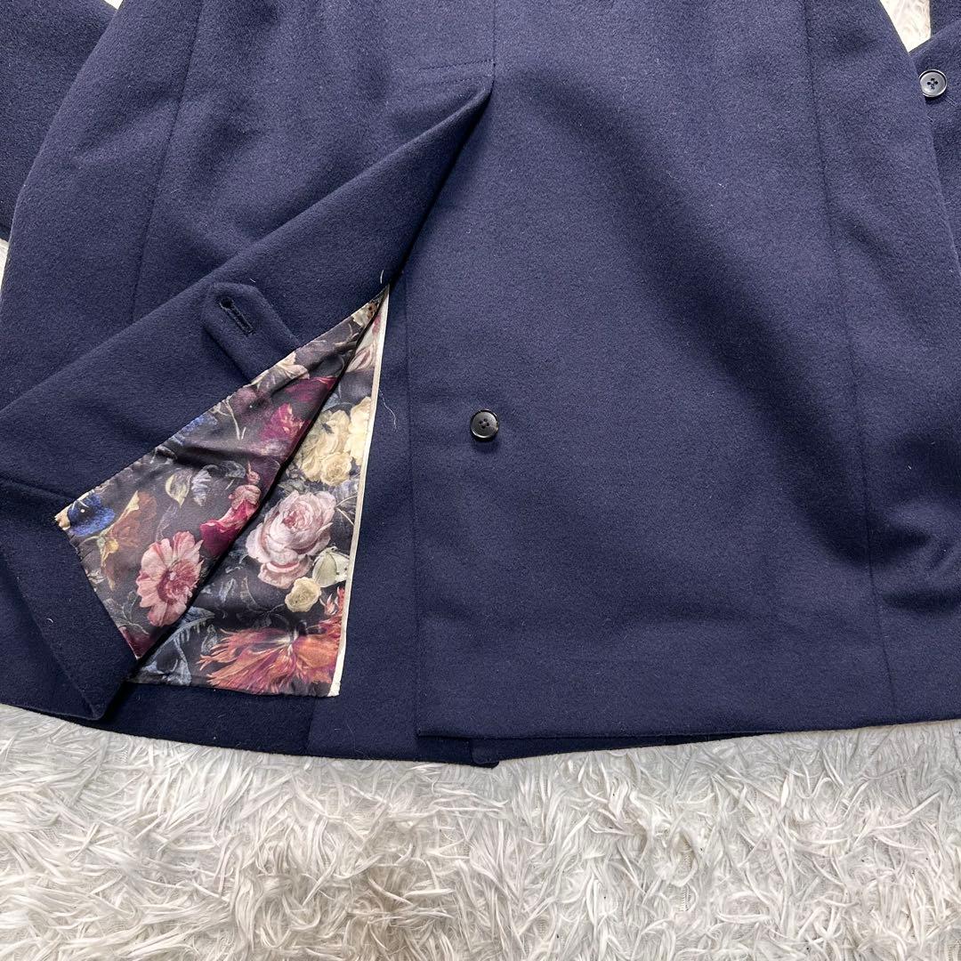 現行 極美品 ポールスミス 全面薔薇柄 ネイビー チェスターコート M