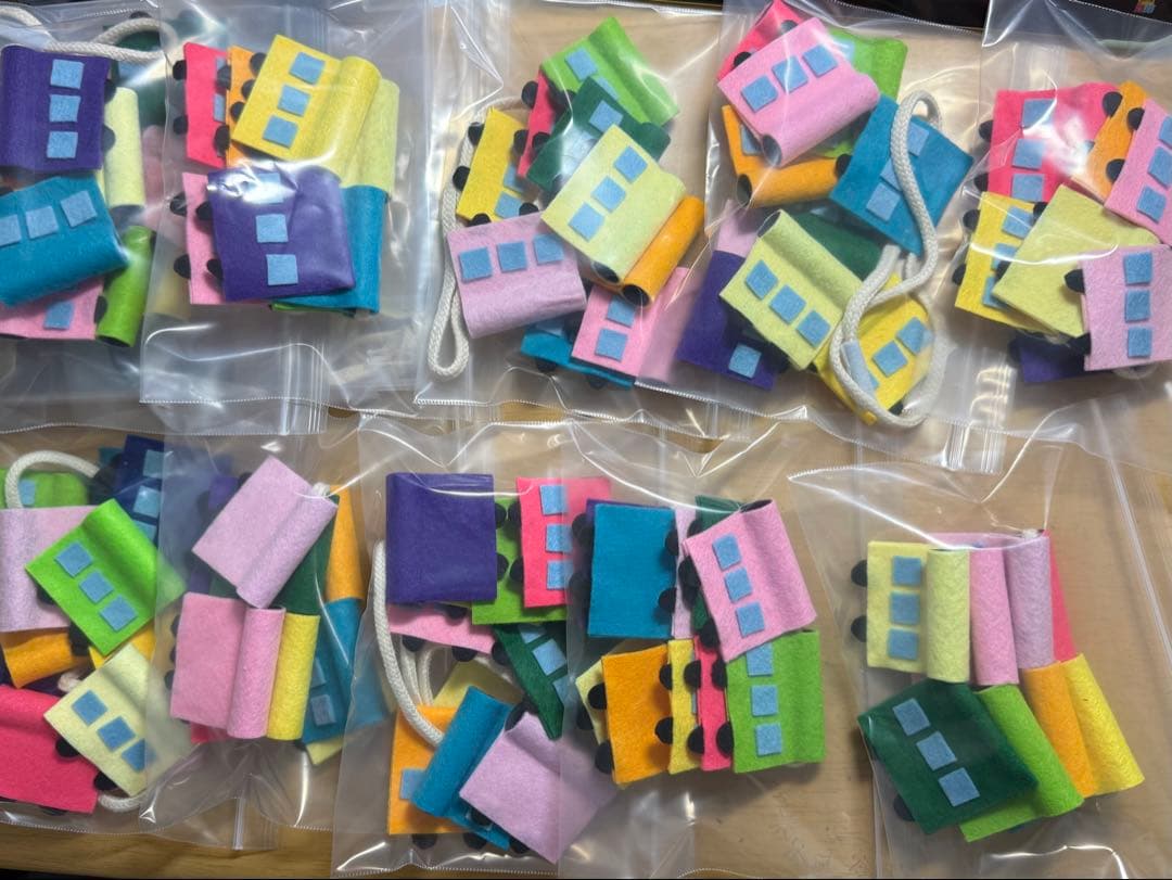 手作り ひも通し 電車 10セット