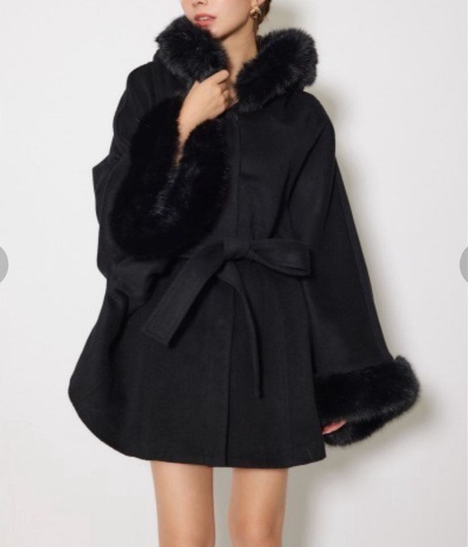 ね*む様 rienda ウール MIXフードポンチョコート秋服　冬服