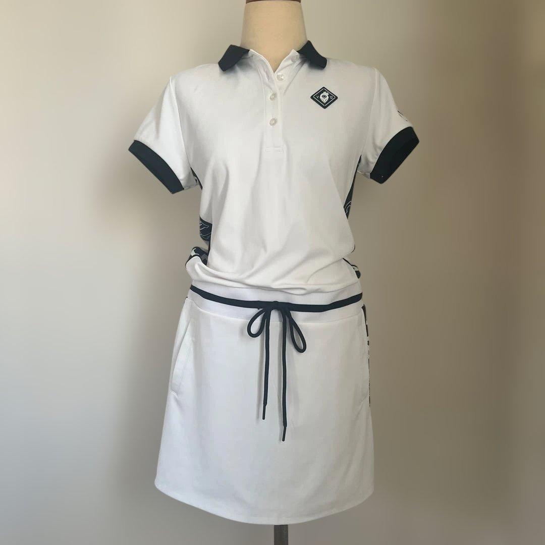 V12 サイドロゴポロシャツワンピース　白　サイズ1 ゴルフ
