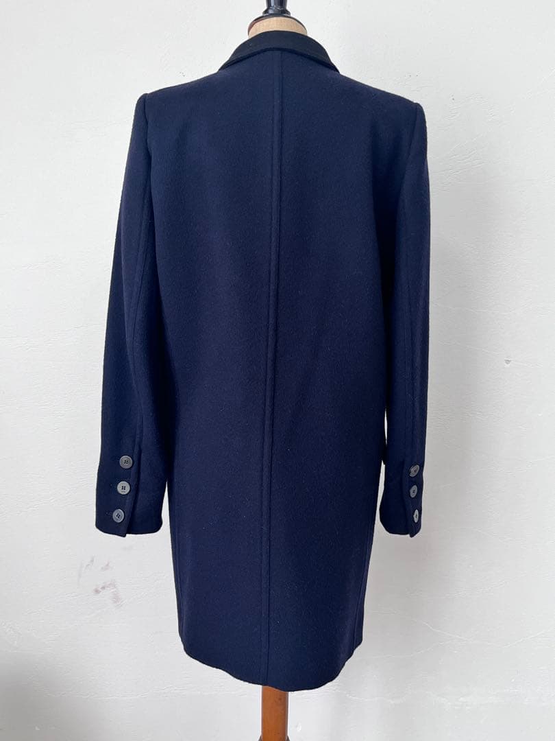 FENDI イタリア製 ウールカシミア チェスターコート ネイビー&ブラック