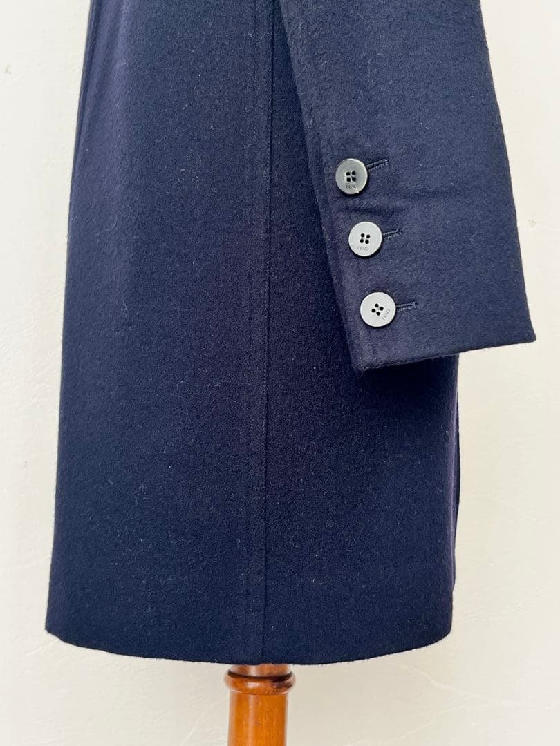 FENDI イタリア製 ウールカシミア チェスターコート ネイビー&ブラック