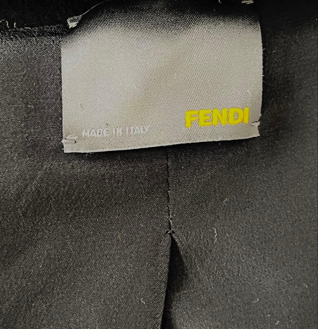 FENDI イタリア製 ウールカシミア チェスターコート ネイビー&ブラック