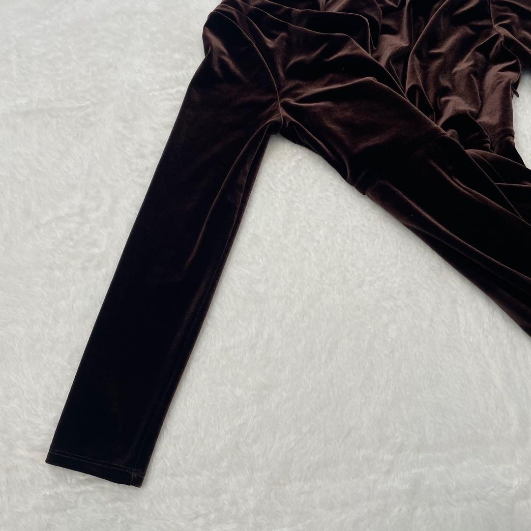 美品　Noela ノエラ ドレープベロアワンピース ブラウン ロング丈 結婚式