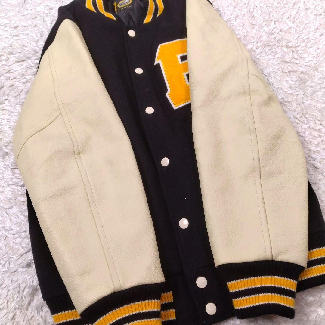 メンズ☆FAT　スタジャン10th　袖革XXLレザー　ウールメルトン　JUMBO