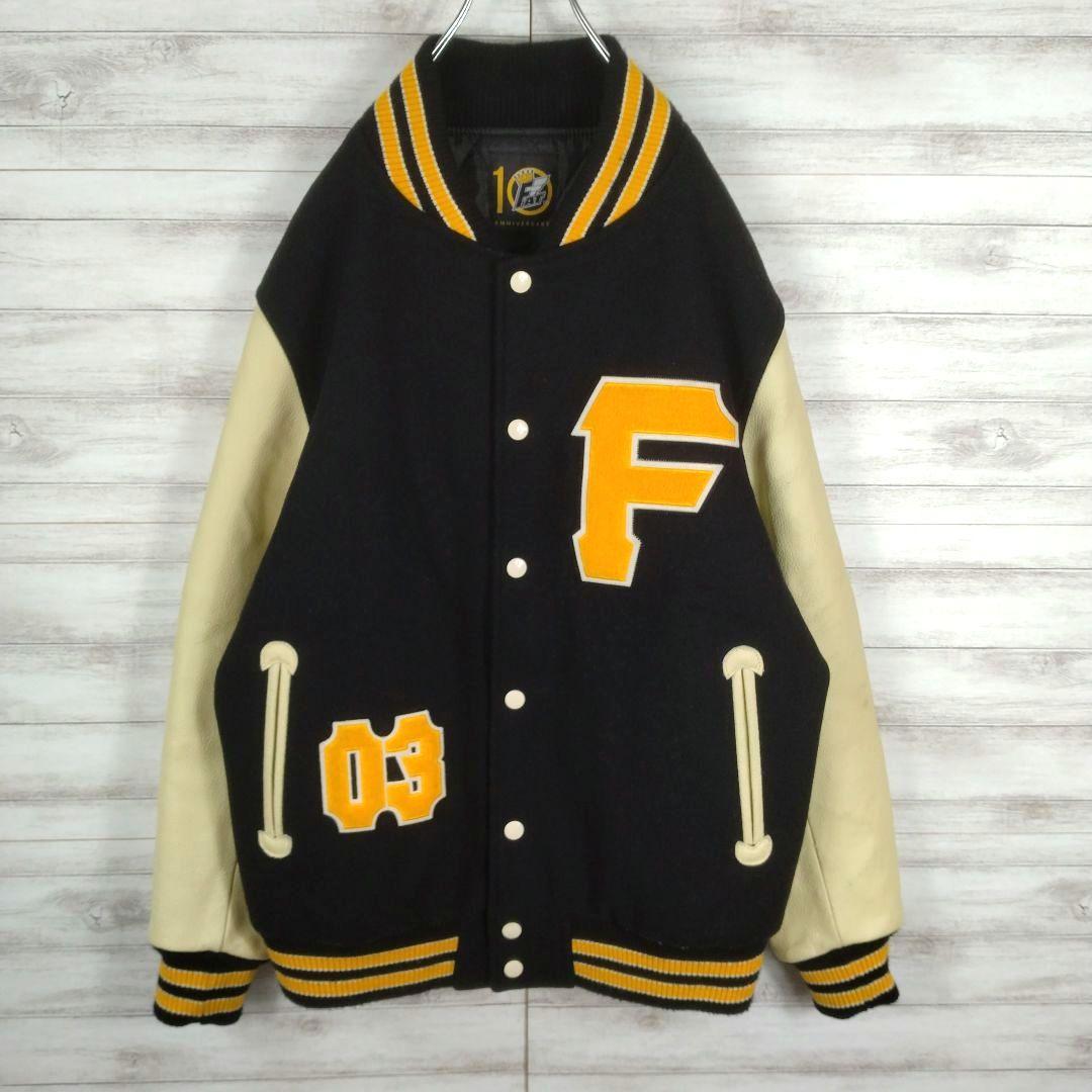 メンズ☆FAT　スタジャン10th　袖革XXLレザー　ウールメルトン　JUMBO