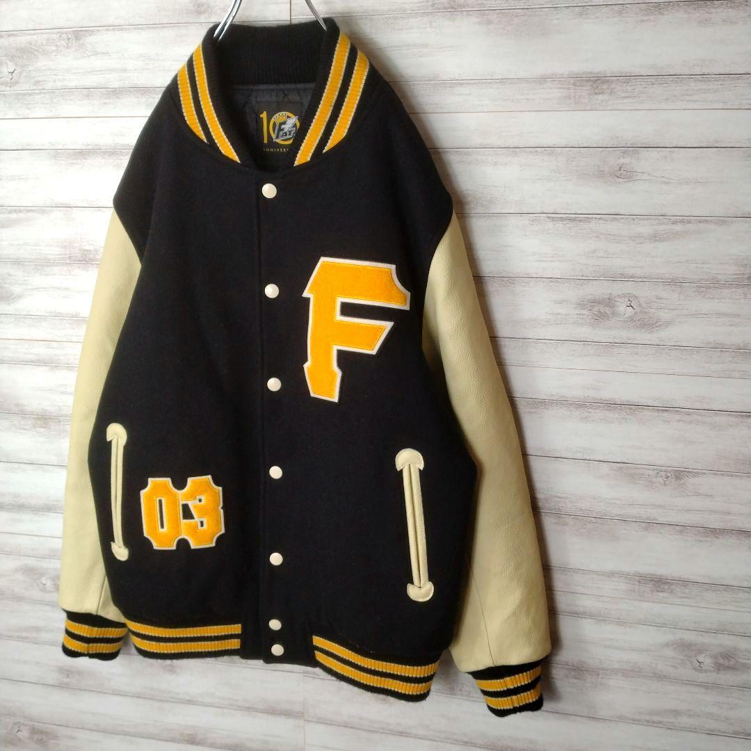 メンズ☆FAT　スタジャン10th　袖革XXLレザー　ウールメルトン　JUMBO