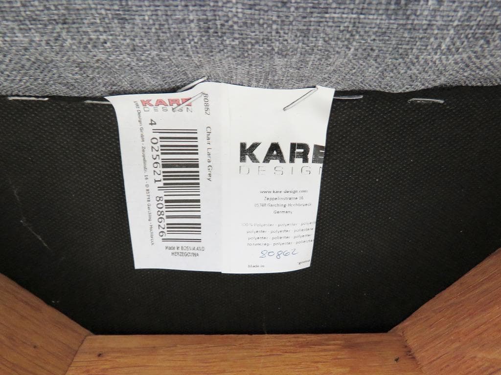 ドイツ KARE カレ ララグレー ダイニングチェア 4脚セット カフェ モダン