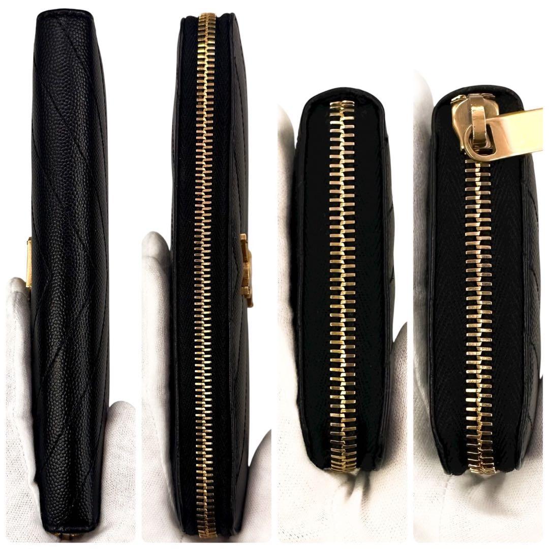 現行 極美品 箱付 サンローラン 長財布 YSL 小銭入れ  キャビア