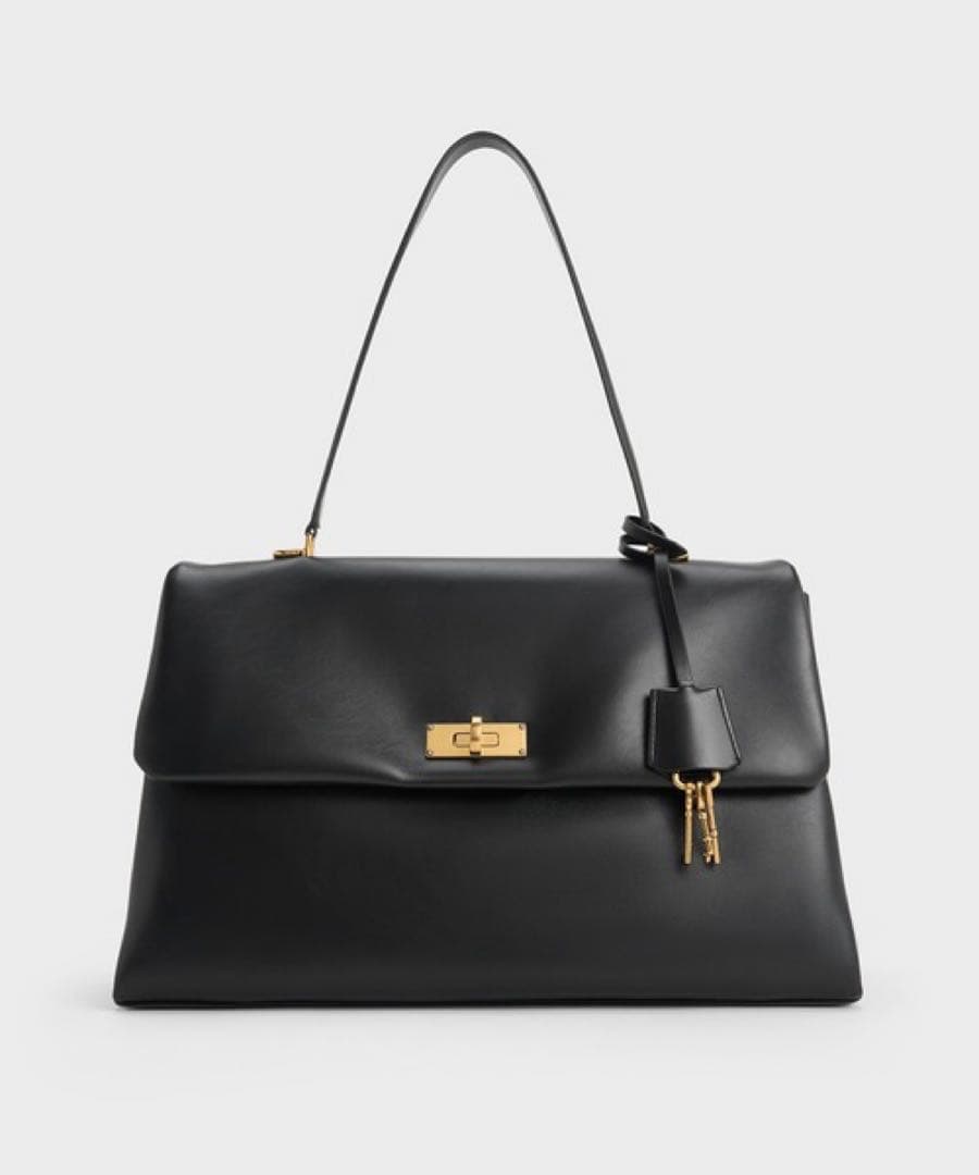 美品✨チャールズアンドキースKerryケリー トップハンドルサッチェルバッグ