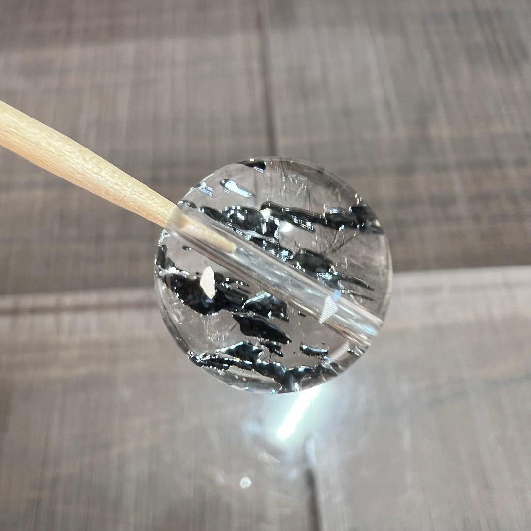 スティブナイトインクォーツ　ビーズ　2 貫通穴あり