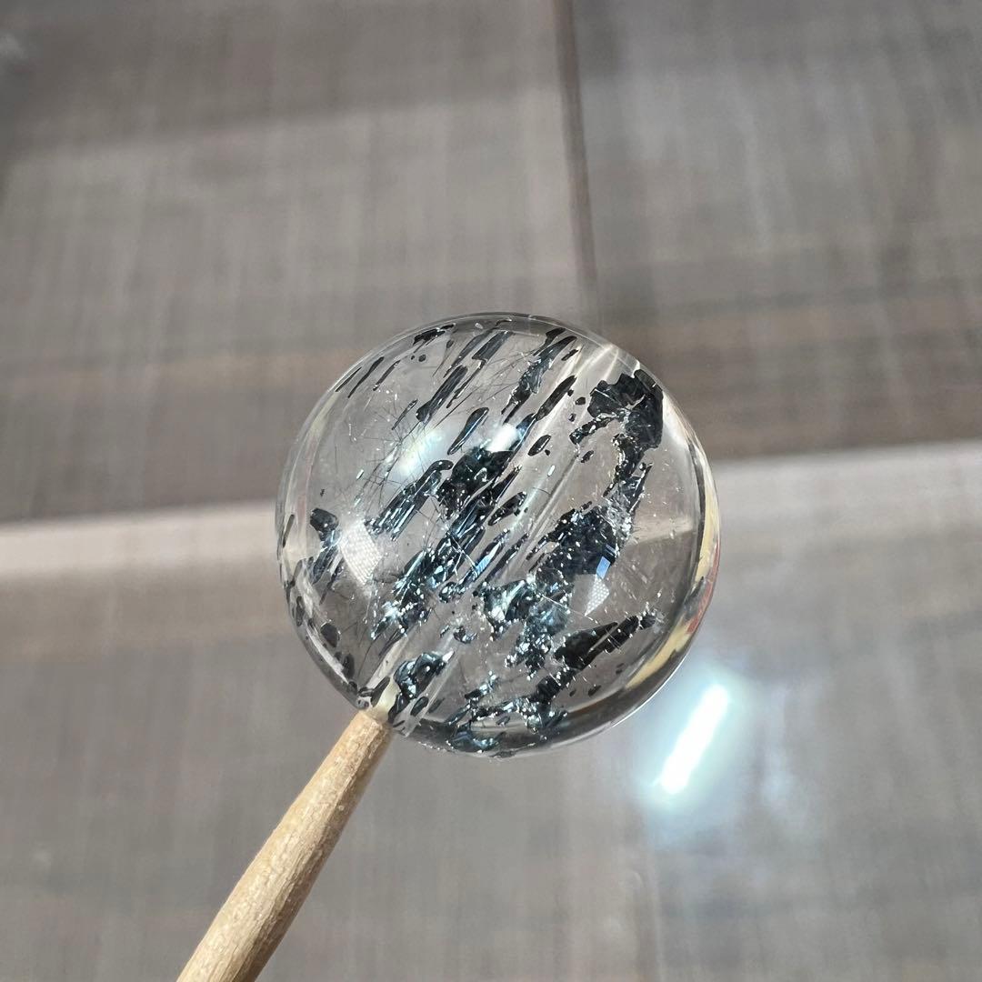 スティブナイトインクォーツ　ビーズ　2 貫通穴あり