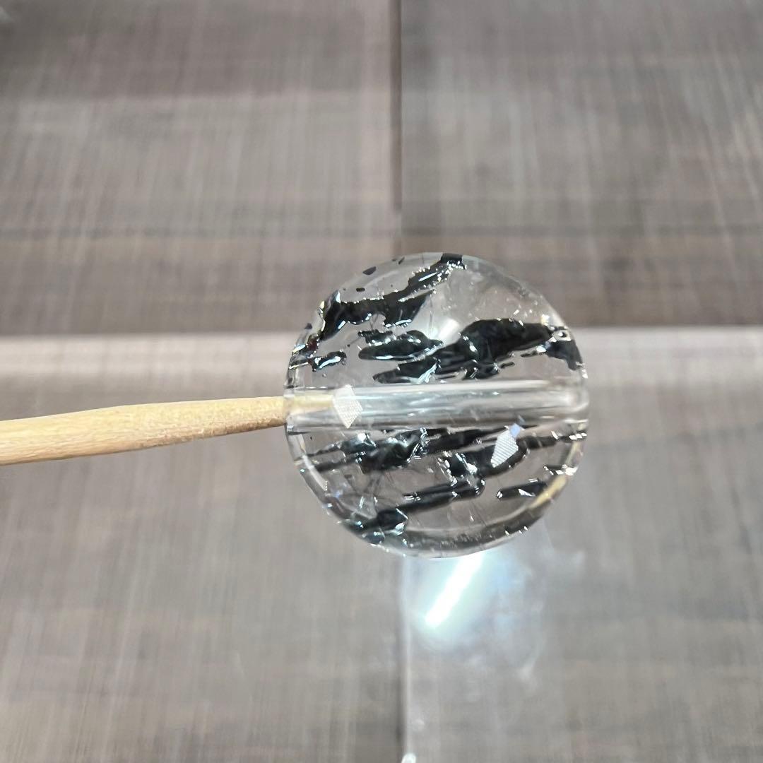 スティブナイトインクォーツ　ビーズ　2 貫通穴あり