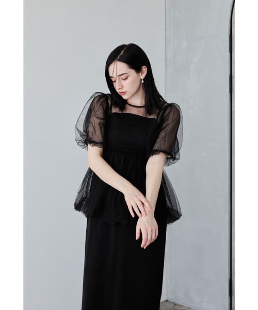 値下げ新品　今季　新作　ドリードール　バルーンチュールレイヤードドレス　ブラック