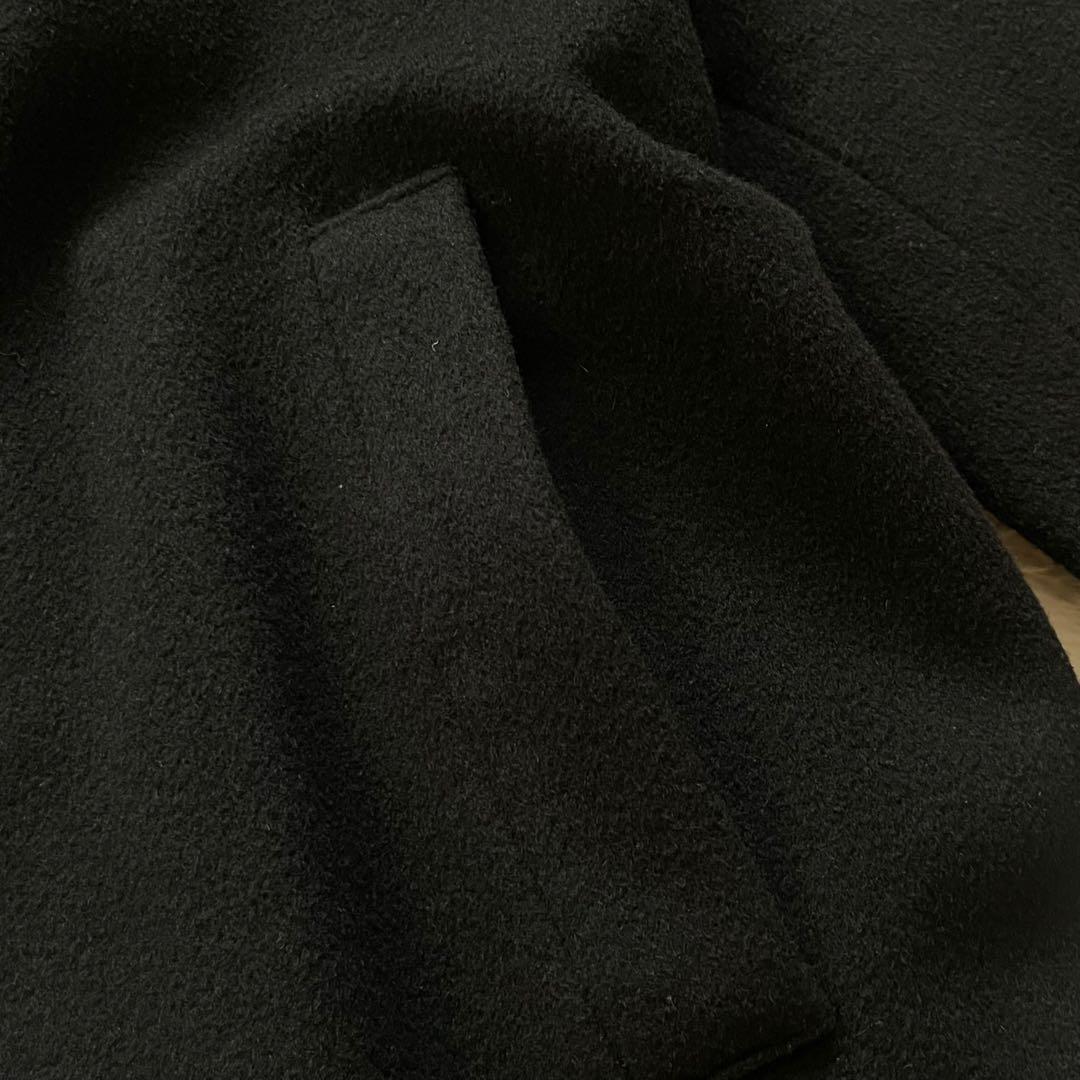 カシミヤ100% バルマン ロングコート ファー 黒　11号