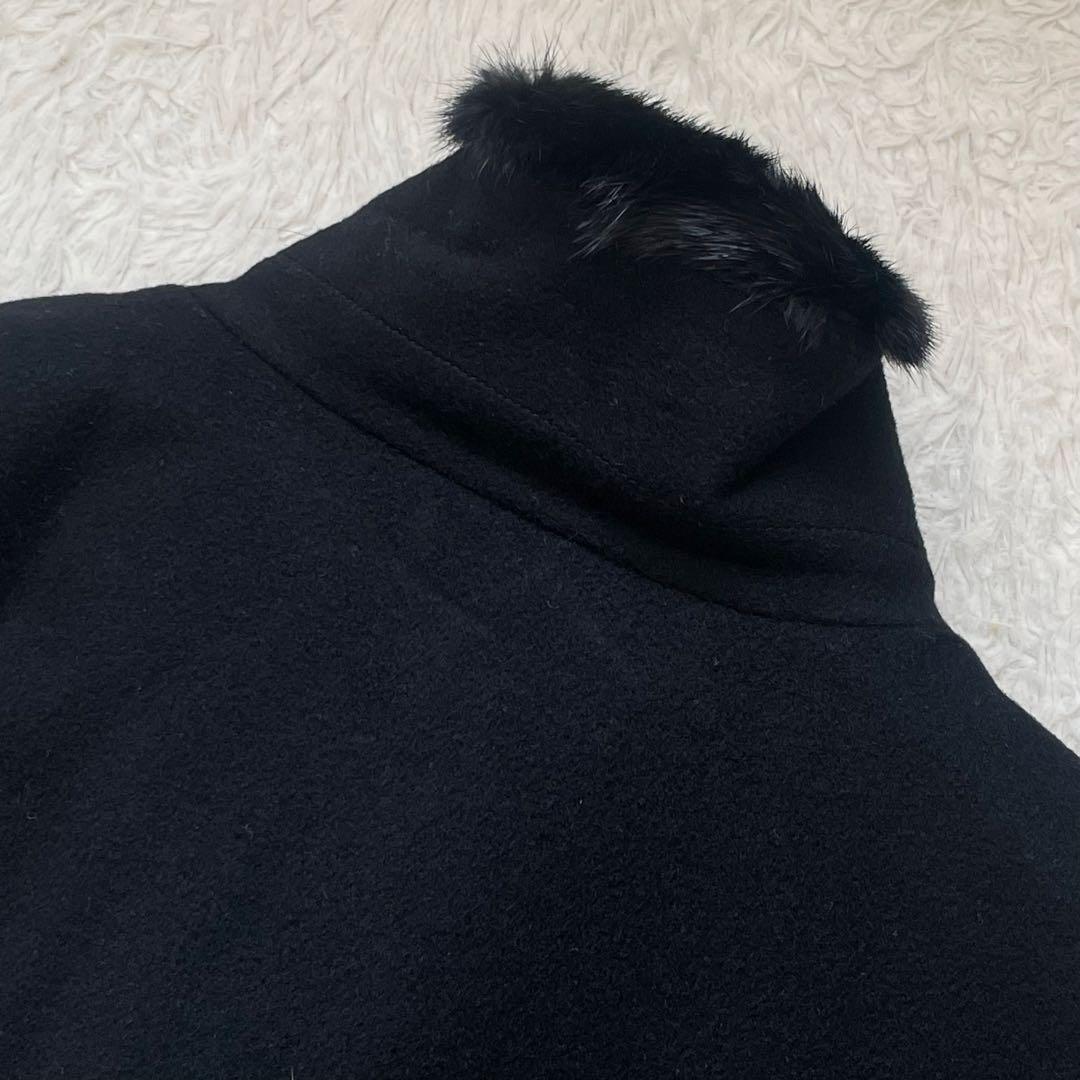 カシミヤ100% バルマン ロングコート ファー 黒　11号