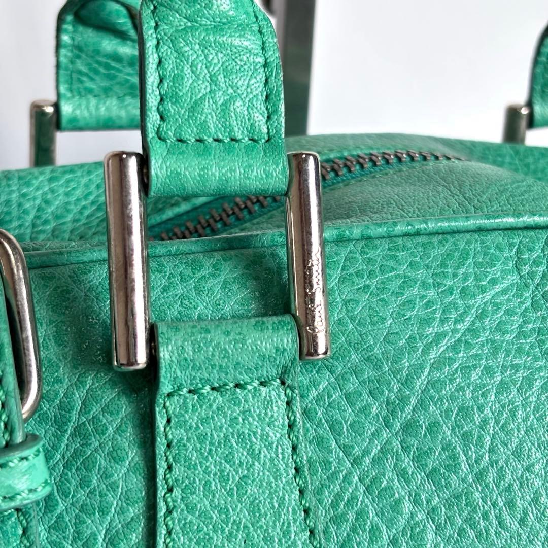 【超希少】ポールスミス レザーミニボストンバッグ イタリア製 エメラルドグリーン