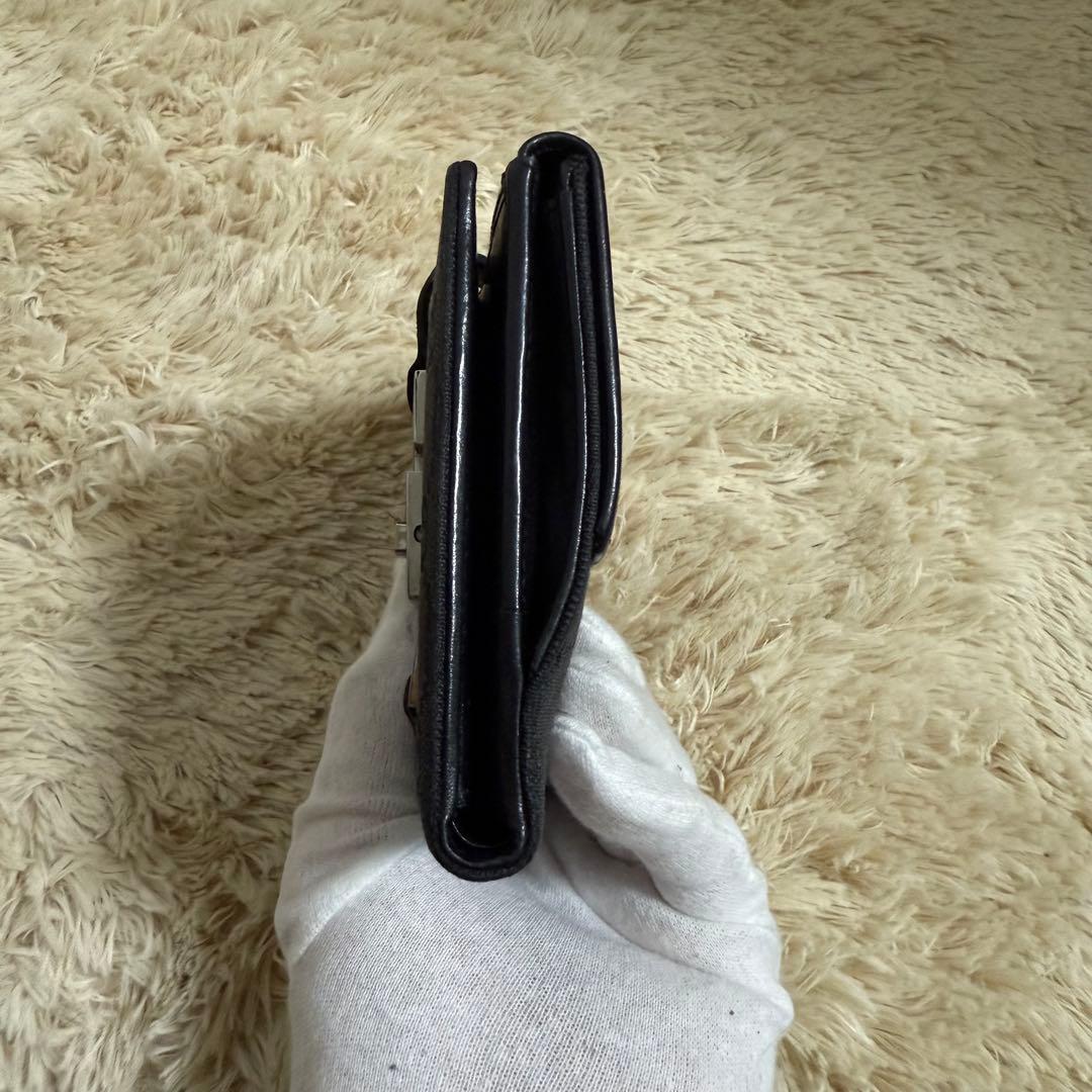 ✨美品✨グッチ　ジャッキー　折りたたみ　財布　キャンバス　レザー　ブラック