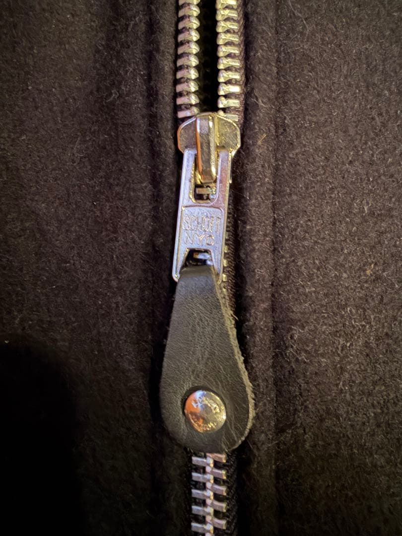 Schott ブラック ウール ピーコート 38