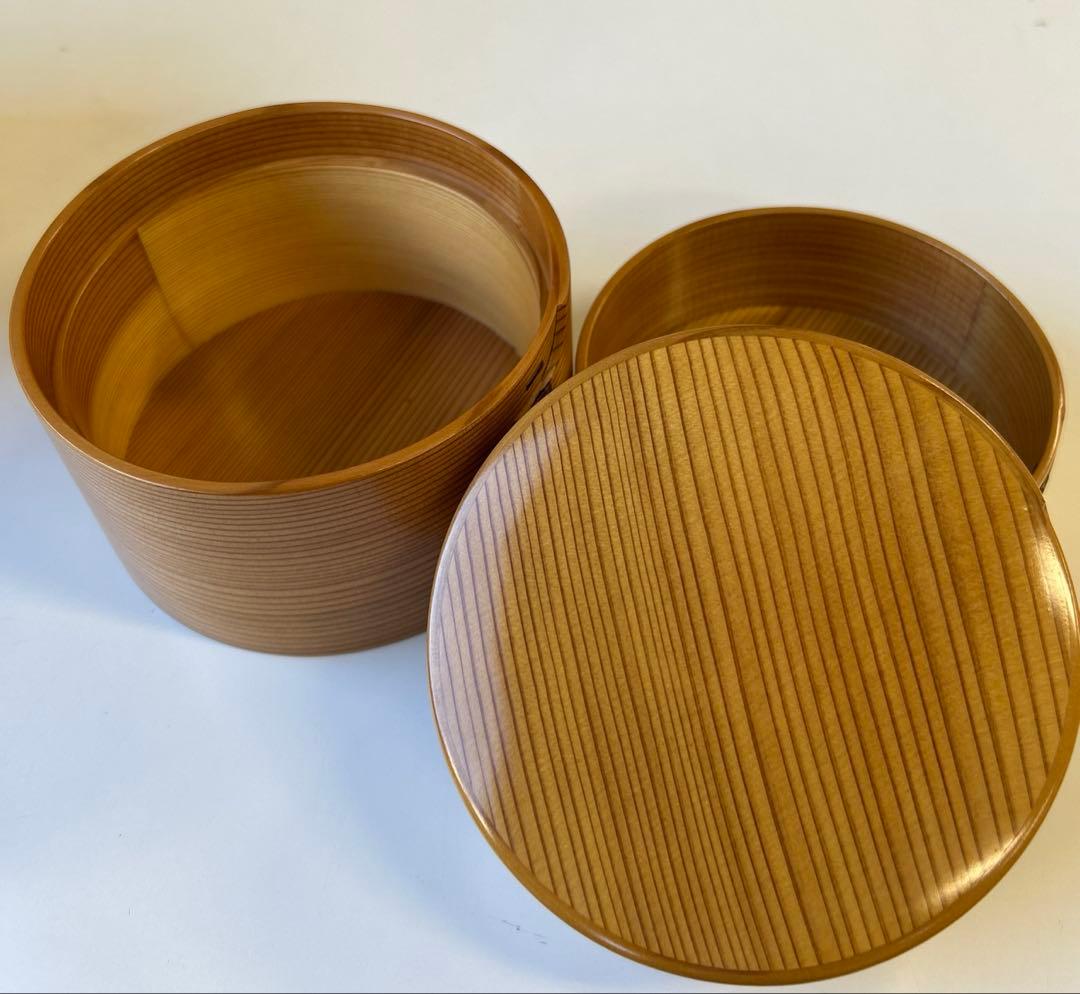 大館工芸社　秋田杉　わっぱ　弁当箱　2段　直径12㎝　高さ10㎝　未使用品