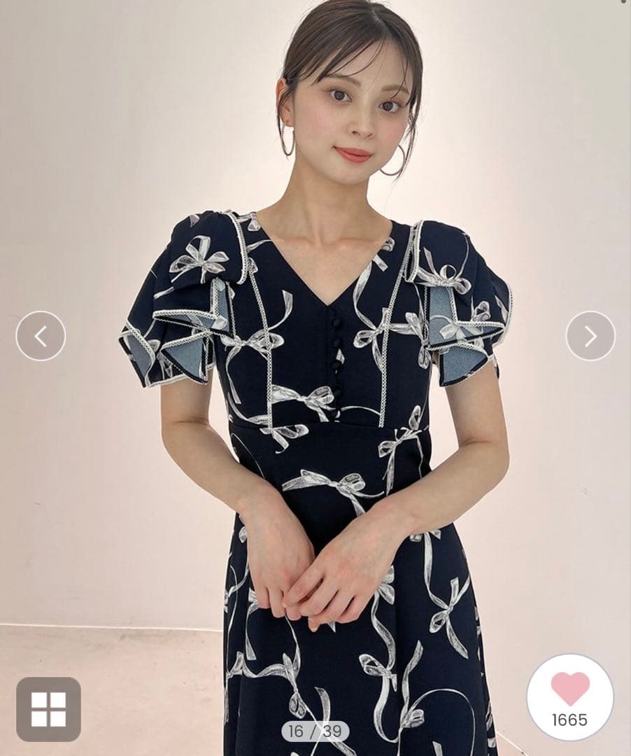 SNIDEL スナイデル　Sustainableリボンプリントワンピース