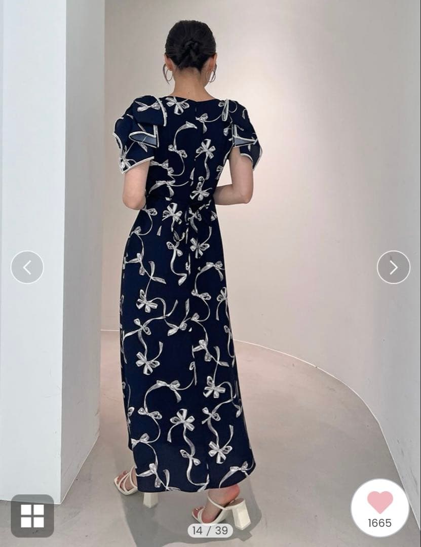 SNIDEL スナイデル　Sustainableリボンプリントワンピース