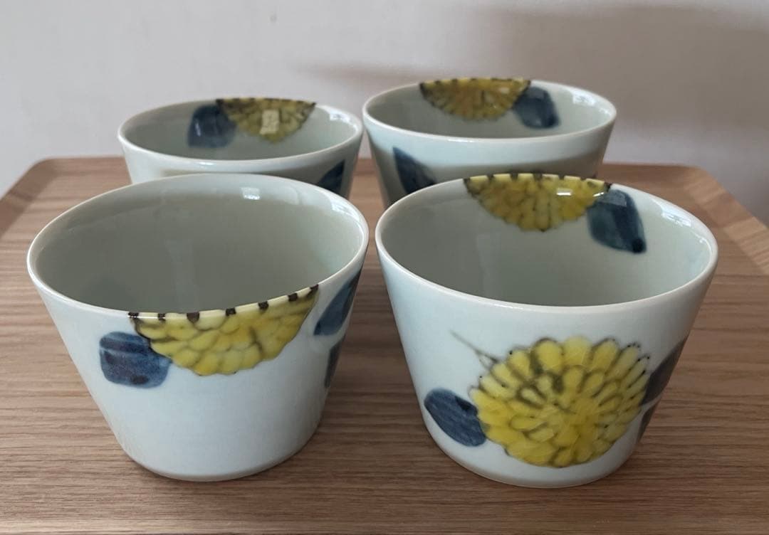 ◇S◇九谷青窯 徳永遊心さん器 色絵菊　蕎麦猪口