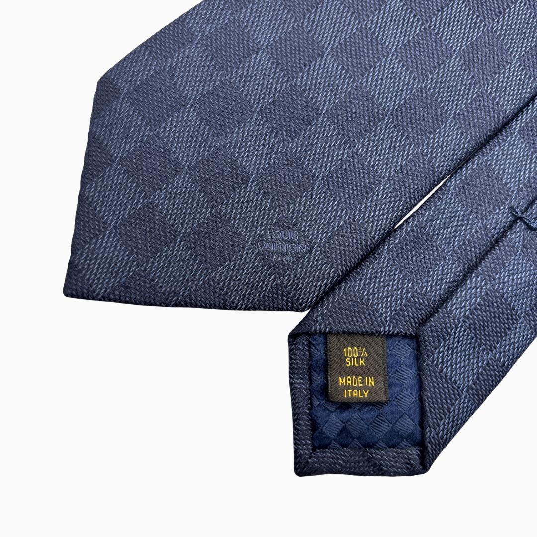 LOUIS VUITTON シルクネクタイ ダミエ柄 ネイビー