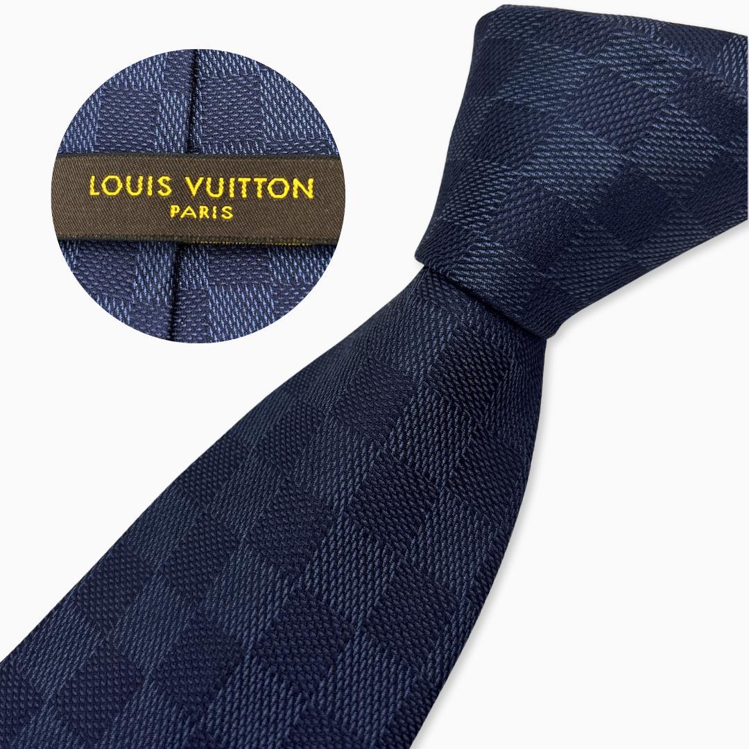 LOUIS VUITTON シルクネクタイ ダミエ柄 ネイビー