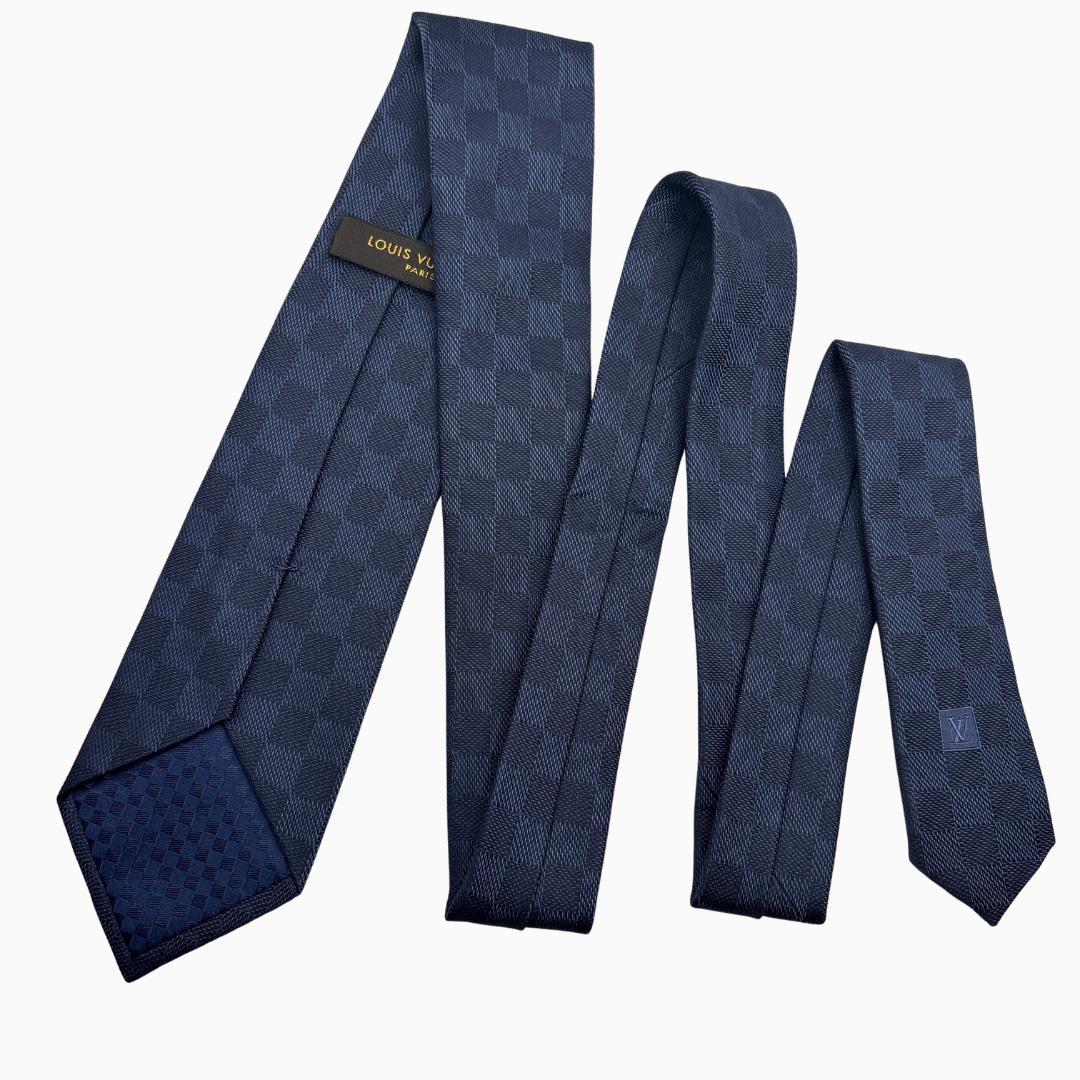 LOUIS VUITTON シルクネクタイ ダミエ柄 ネイビー