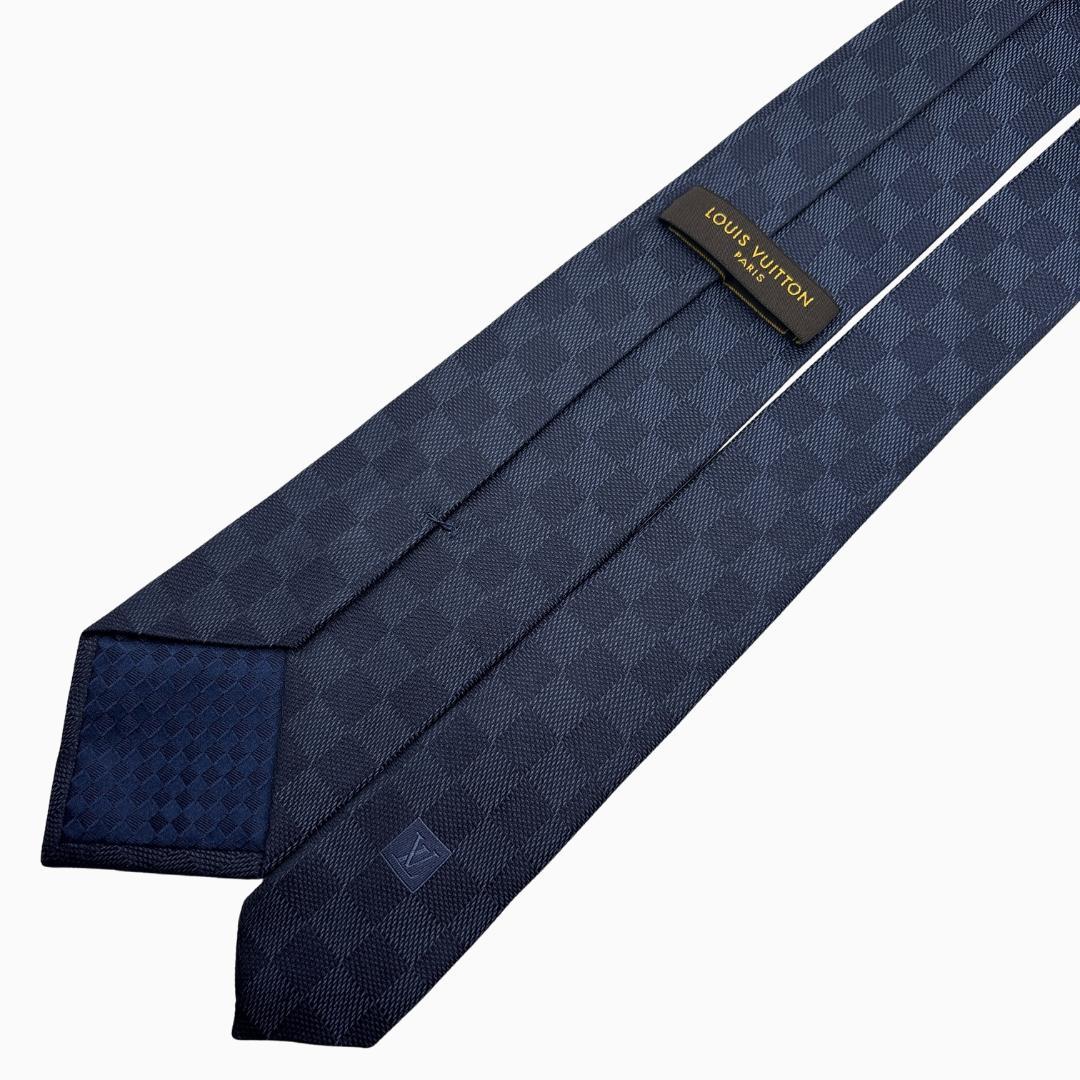 LOUIS VUITTON シルクネクタイ ダミエ柄 ネイビー
