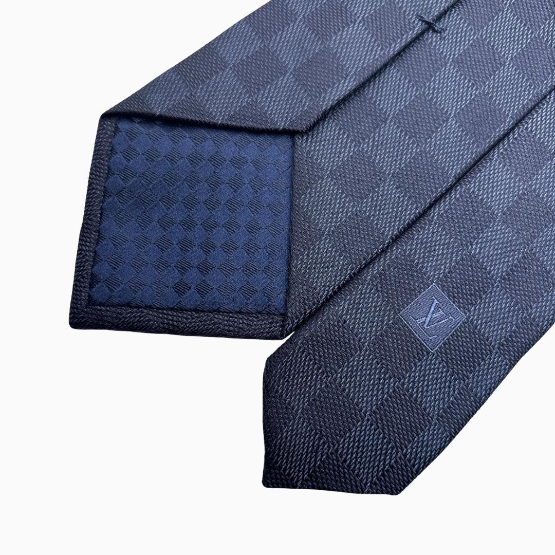 LOUIS VUITTON シルクネクタイ ダミエ柄 ネイビー