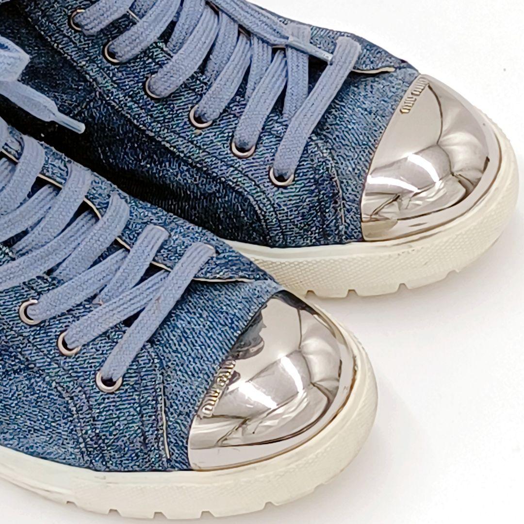 【美品】miumiu ミュウミュウ メタルキャップ デニム ハイカット 38