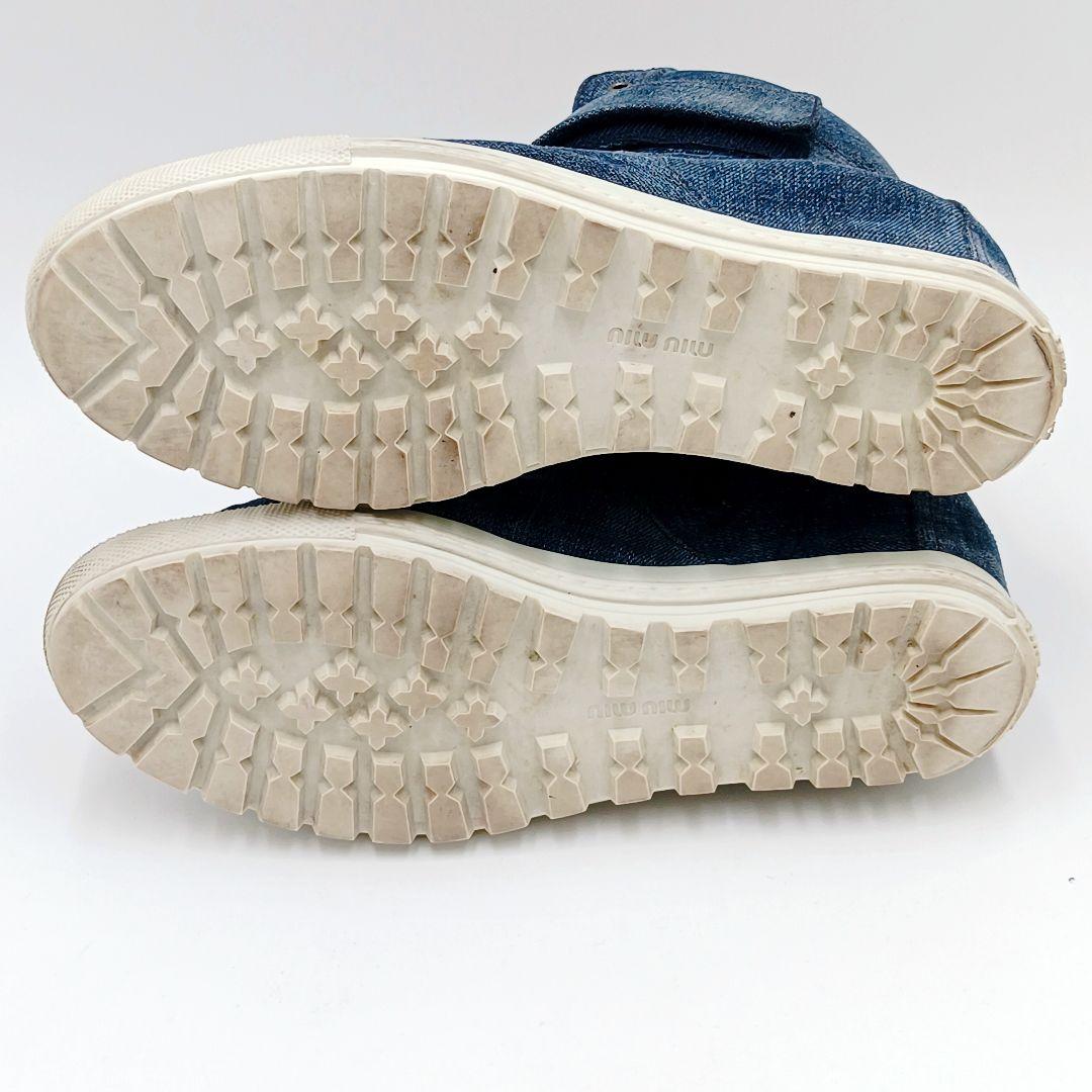 【美品】miumiu ミュウミュウ メタルキャップ デニム ハイカット 38