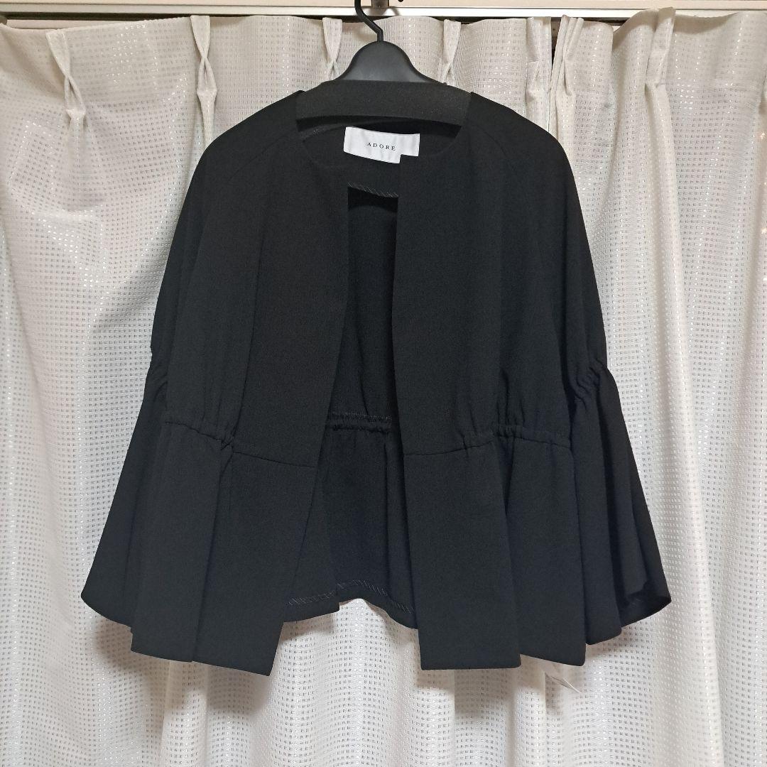 ADORE ノーカラージャケット ブラック 38