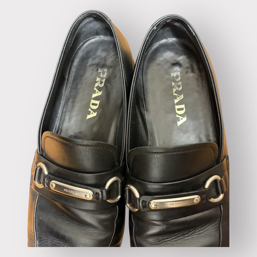 ★05SS PRADA プラダ レザー ローファー 26cm スクエアトゥ
