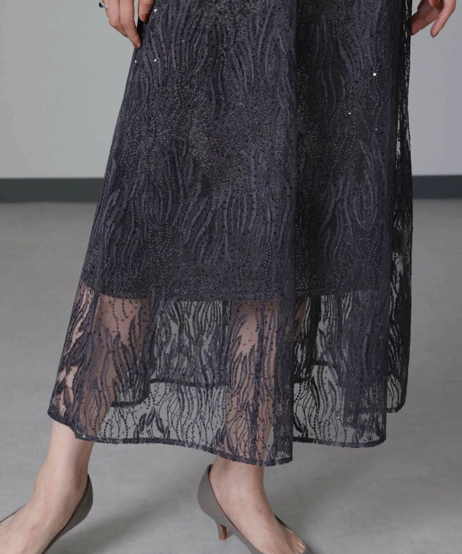 kaene カエン スパンコールアネモネドレス グレー 34