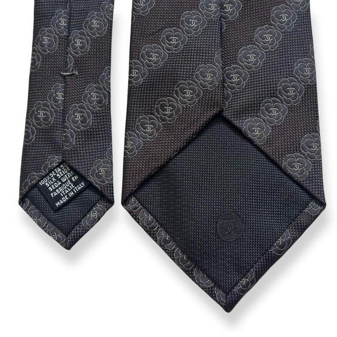 美品✨CHANEL ネクタイ　シャネル ココマーク　カメリア　ジャガード【D】